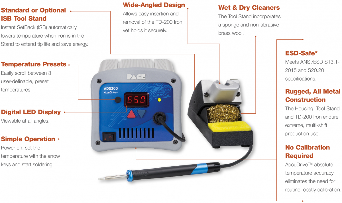 ADS200 AccuDrive® Production Soldering Station with TD-200 Tip